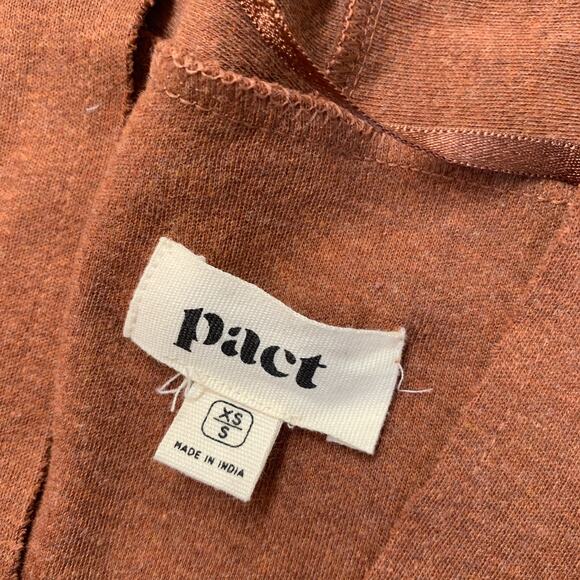 Pact Airplane Cardigan Rust Organic Cotton Open Front Cozy Oversized XS/S - Picture 5 of 12